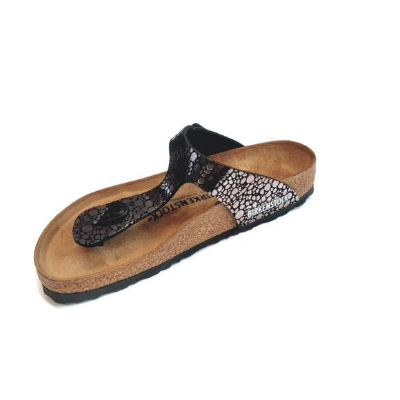 Birkenstock Gizeh Thong Sandals Womens 6-6.5 Black Metallic Stone EU 37 Regular - Picture 4 of 9